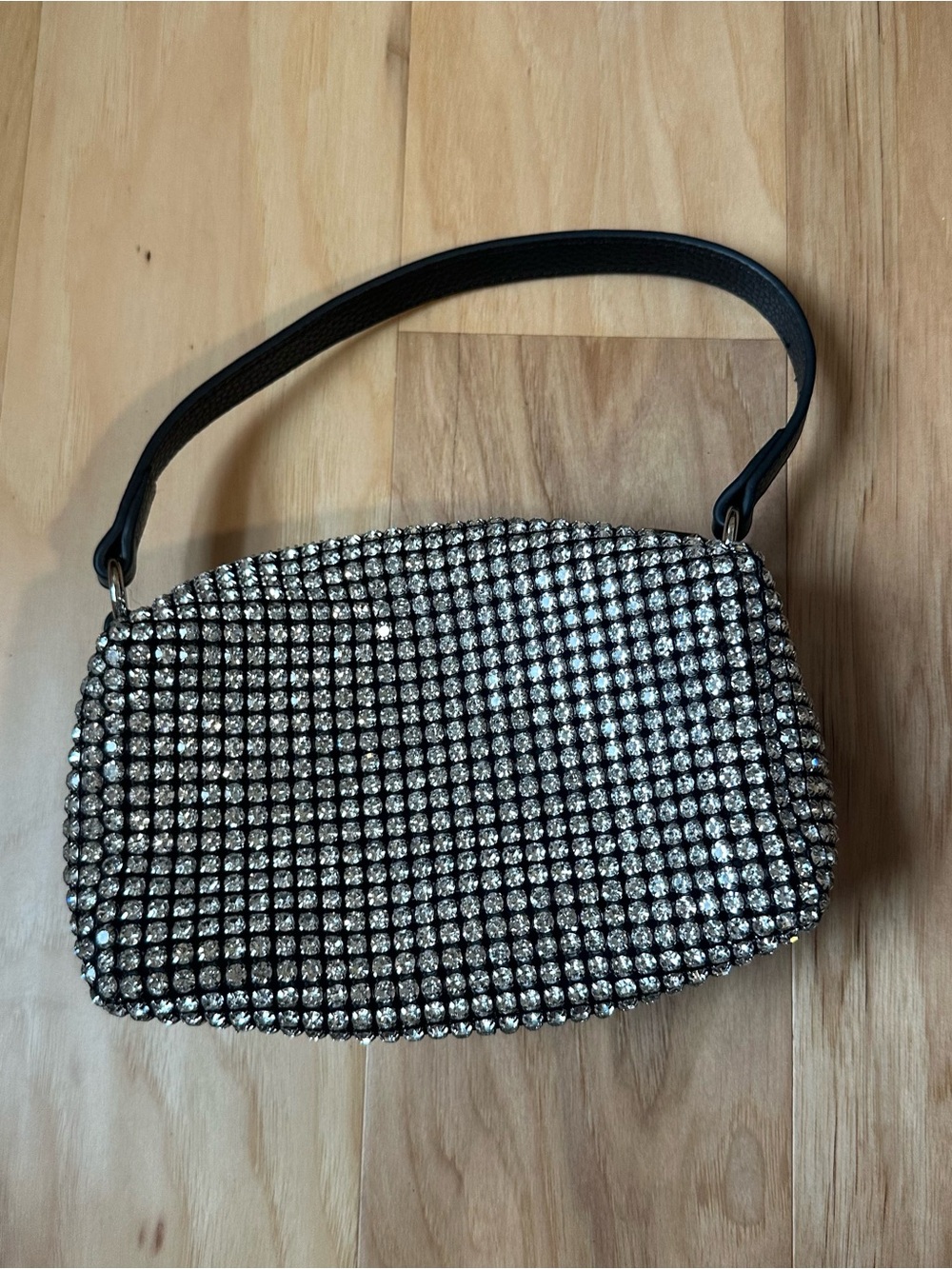 Crystal Embellished Black Shoulder Bag
